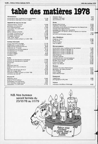 table des matières 1978