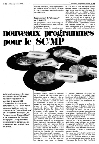 nouveaux programmes pour le SC/MP