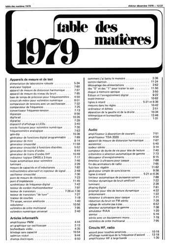 Table des matières 1979