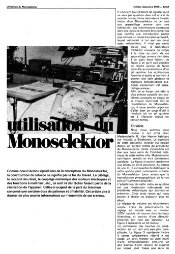 utilisation du Monoselektor