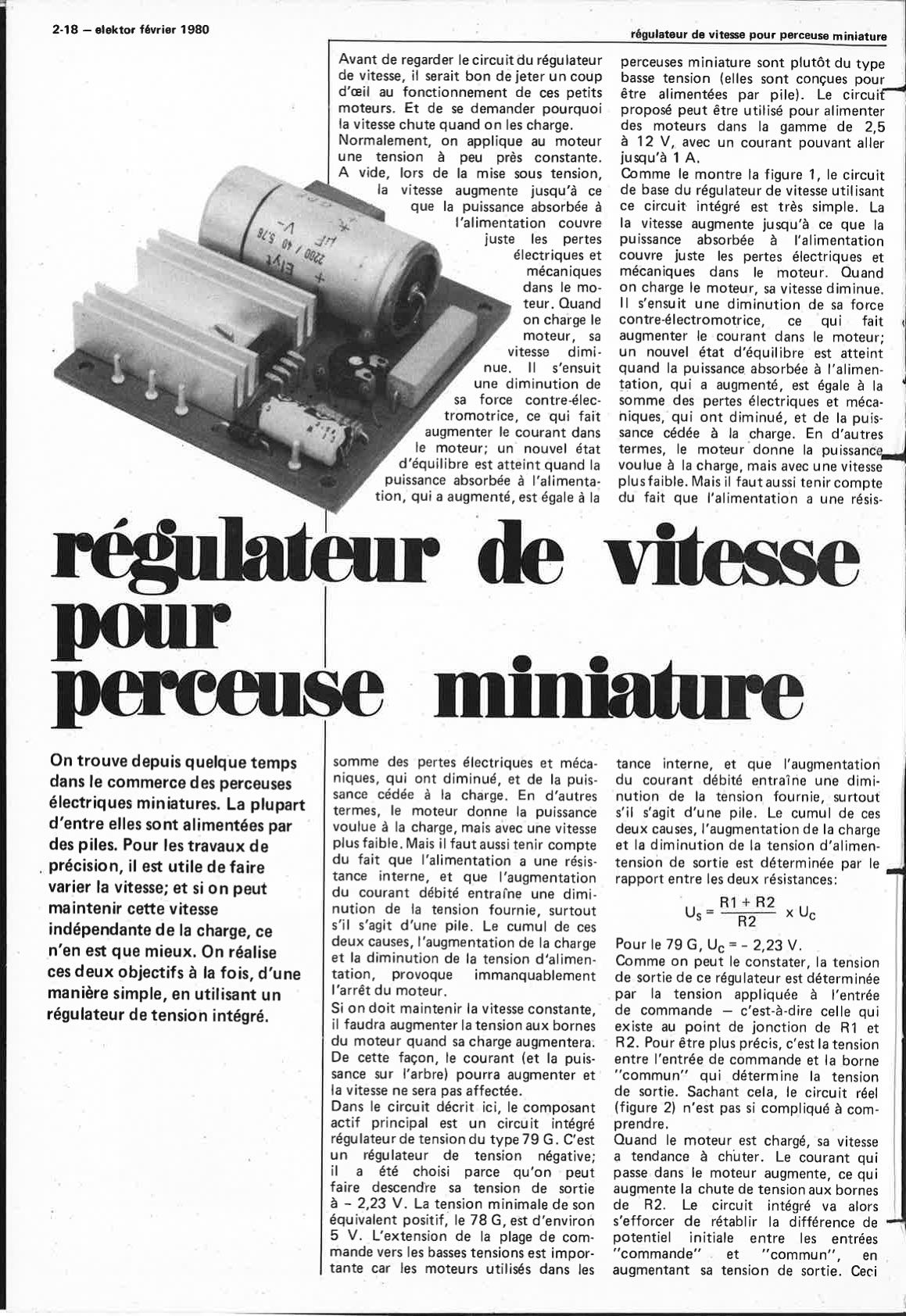 Régulateur de vitesse pour perceuse miniature