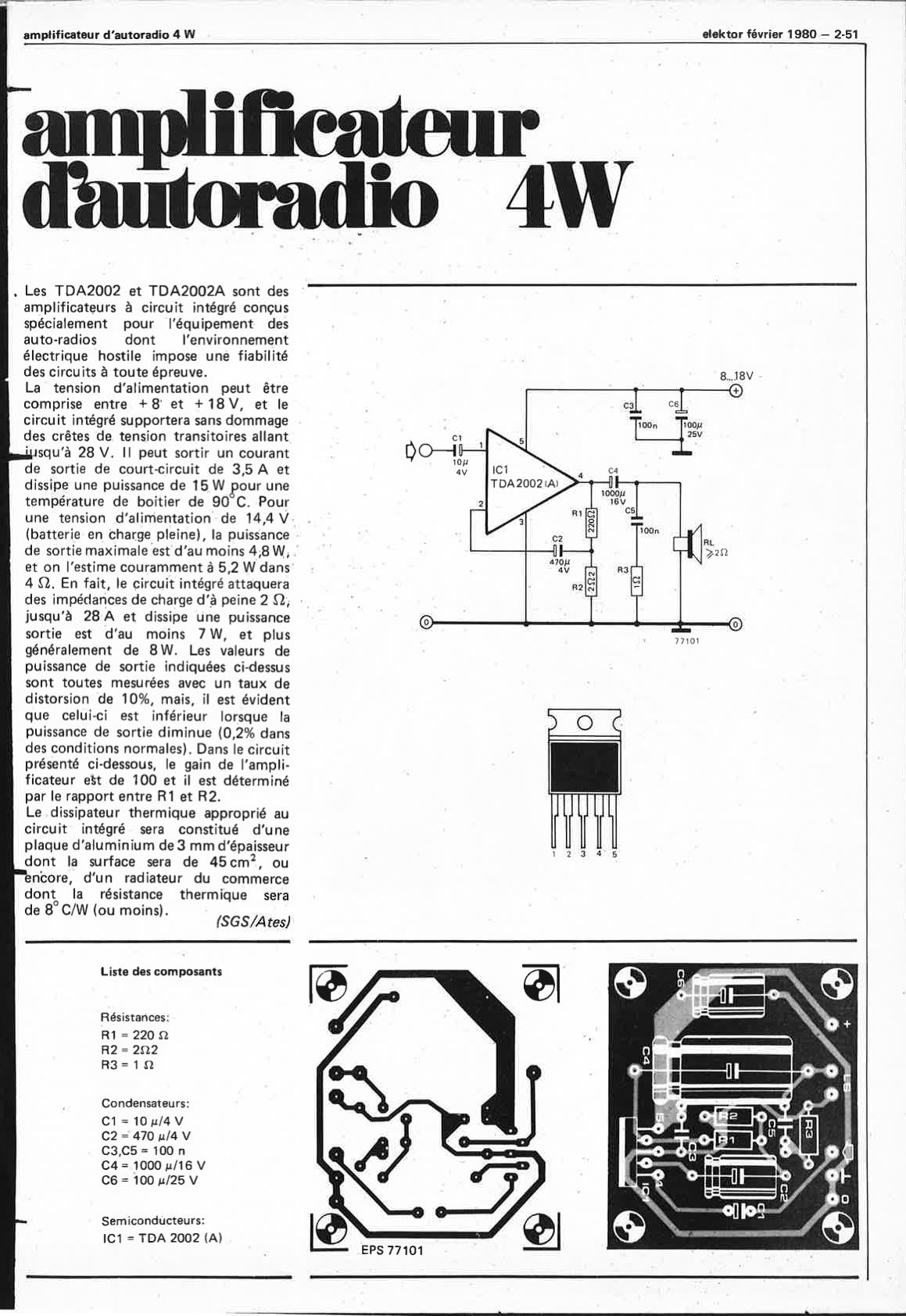 Amplificateur d`autoradio ,4 W