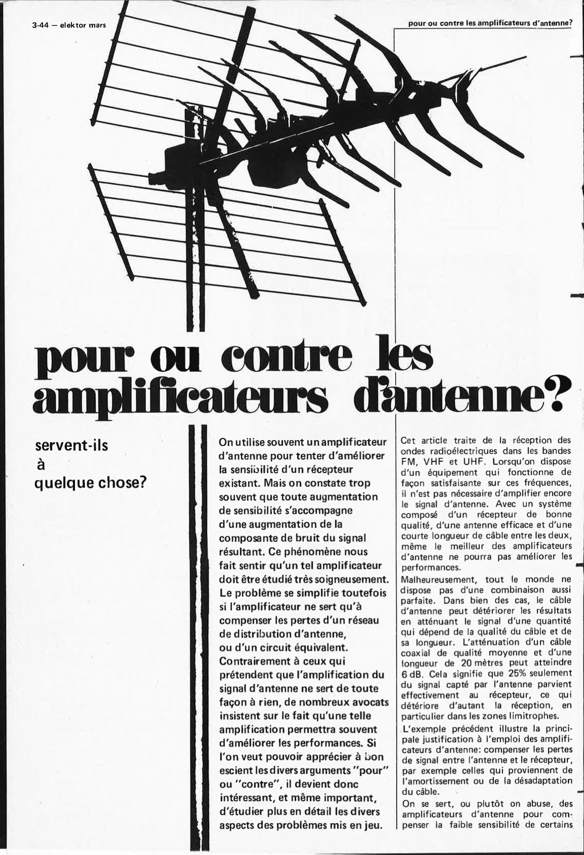 Pour ou contre les amplificateurs d`antenne