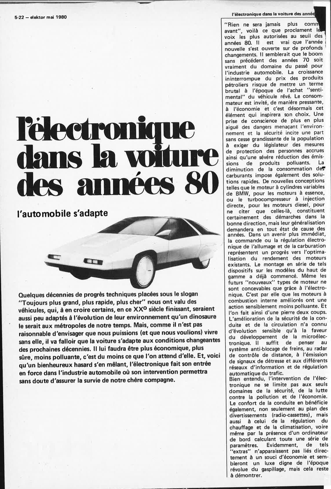 L`électronique dans la voiture des années 80