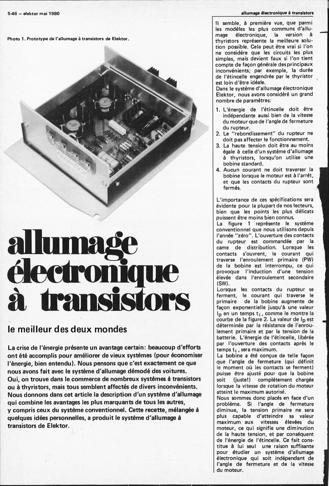 Allumage électronique à transistors