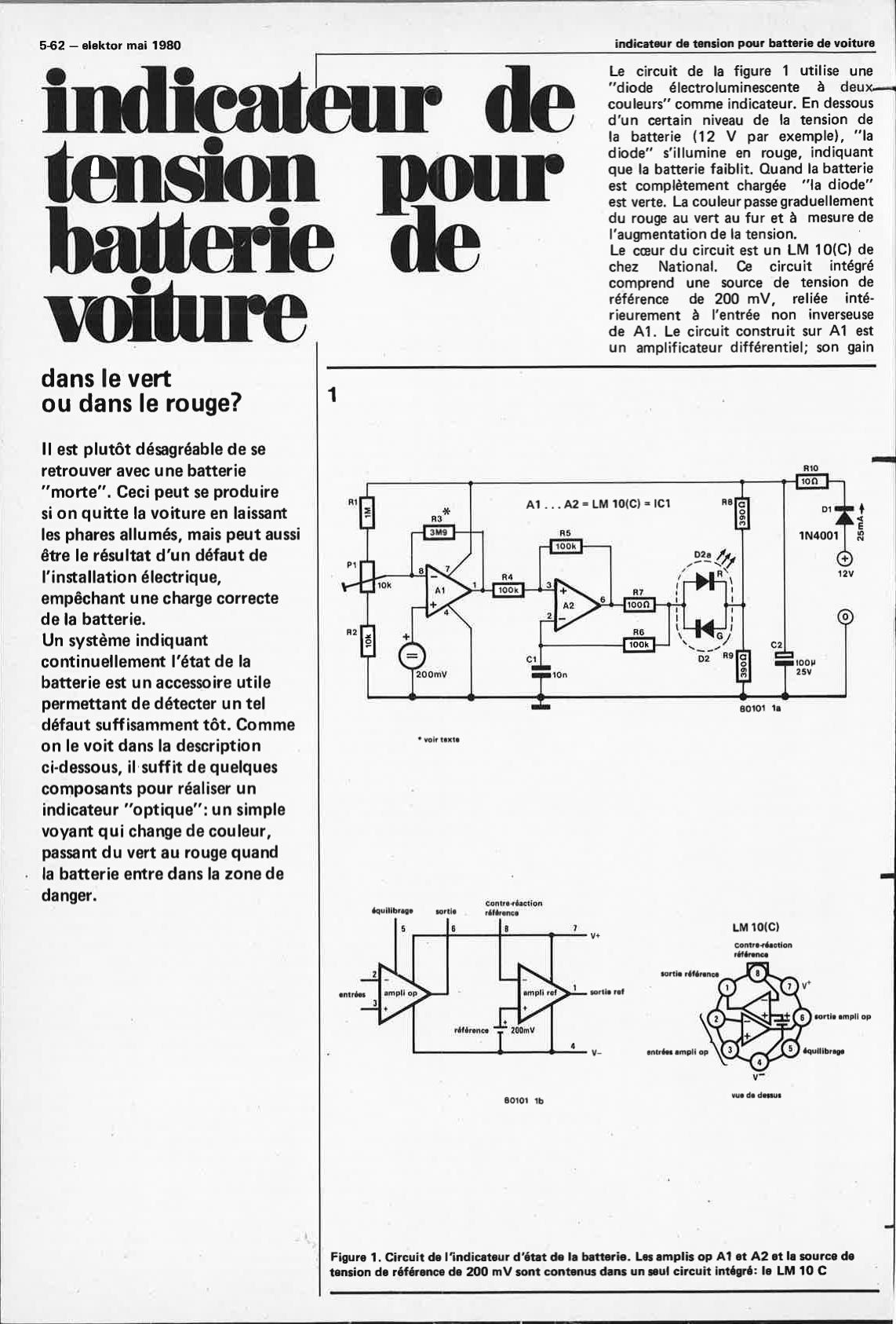 Indicateur de tension pour batterie de voiture