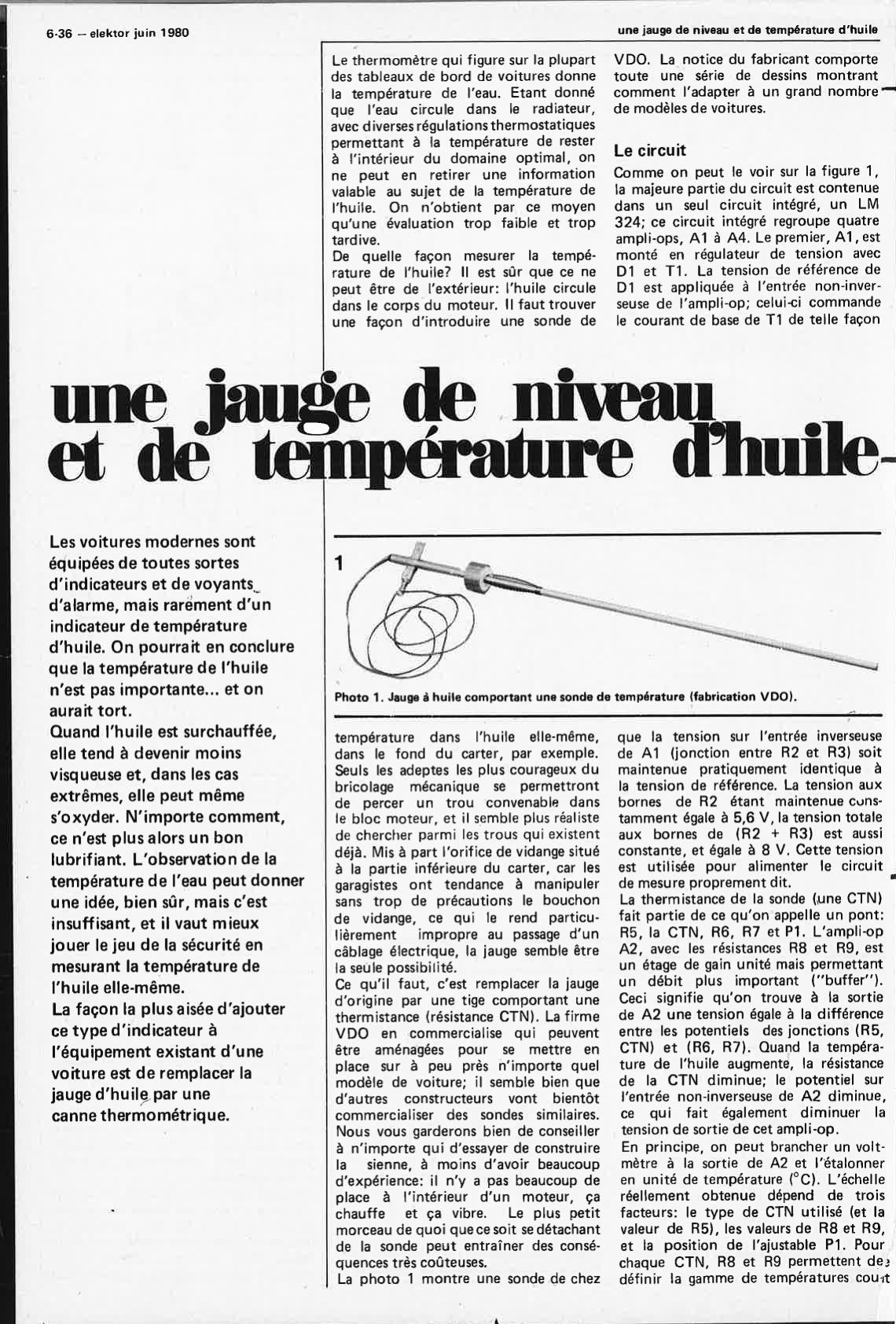 Jauge de niveau et de température d`huile