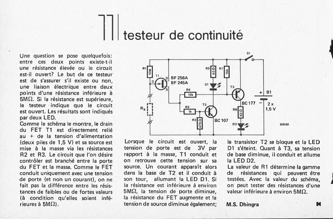 Testeur de continuité