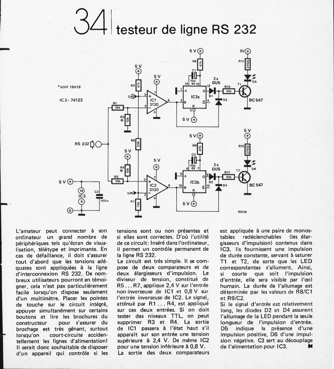 Testeur de ligne RS 232