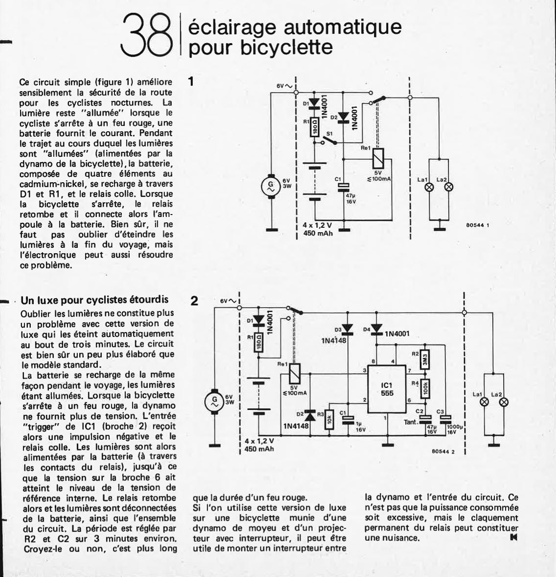 Eclairage automatique pour bicyclette