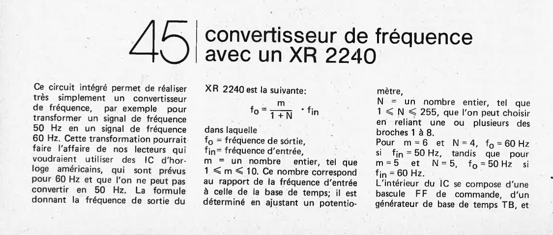 Convertisseur de fréquence avec un XR 2240