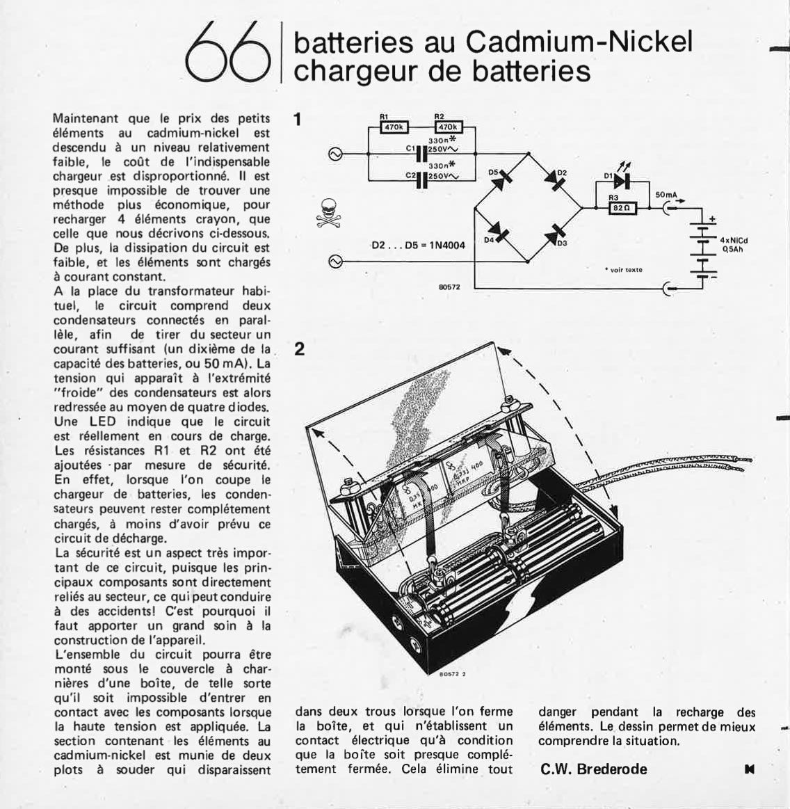 Batteries au Cad-NI, chargeur de `batteries