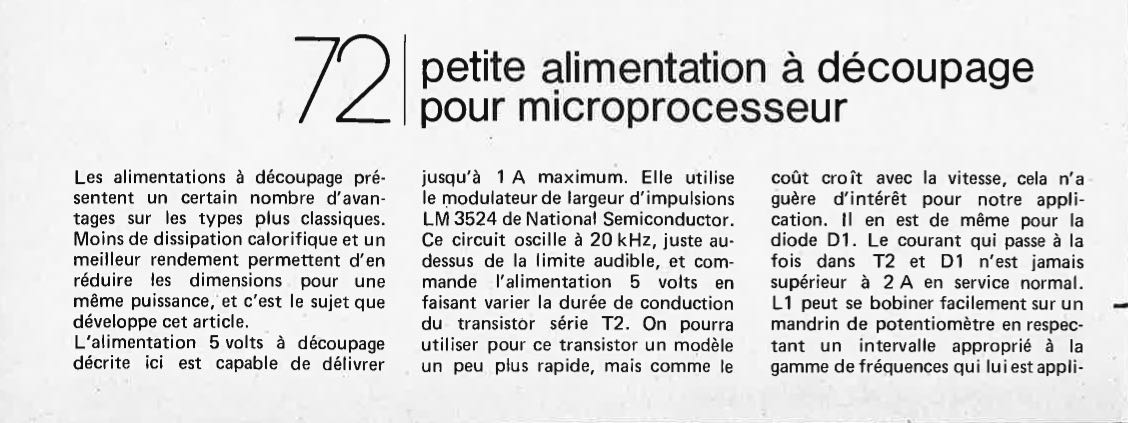 Petite alimentation à découpage pour microprocesseur