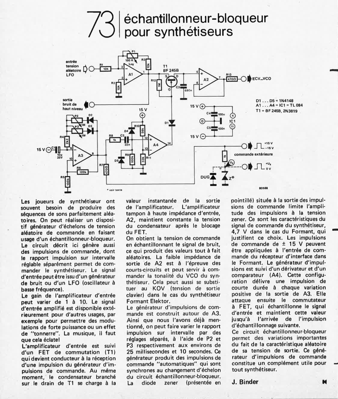 Echantillonneur-bloqueur pour synthétiseurs