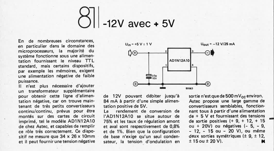 -12 V avec + 5 V