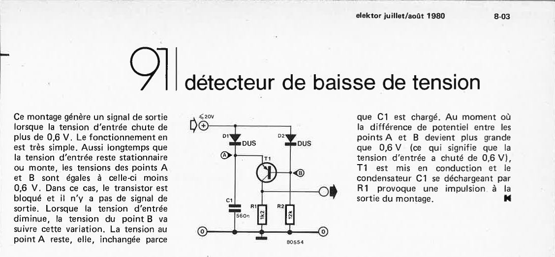 Détecteur de baisse de tension