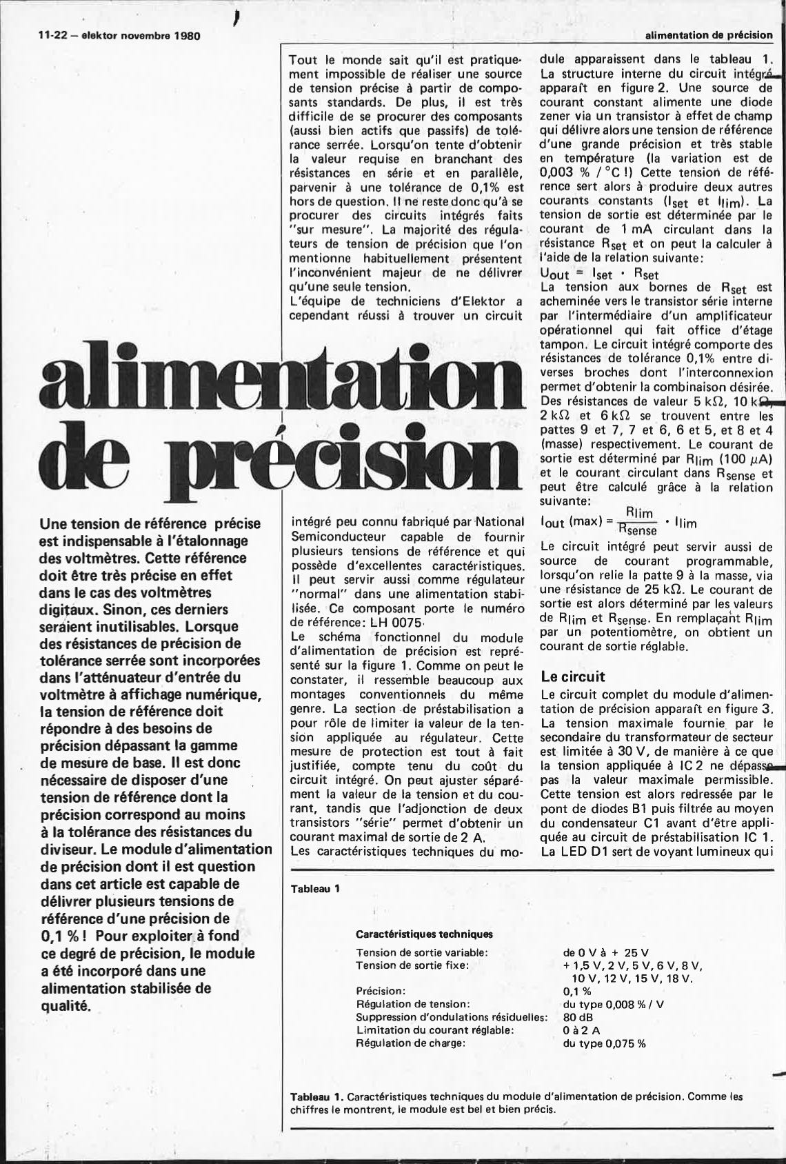 Alimentation de précision