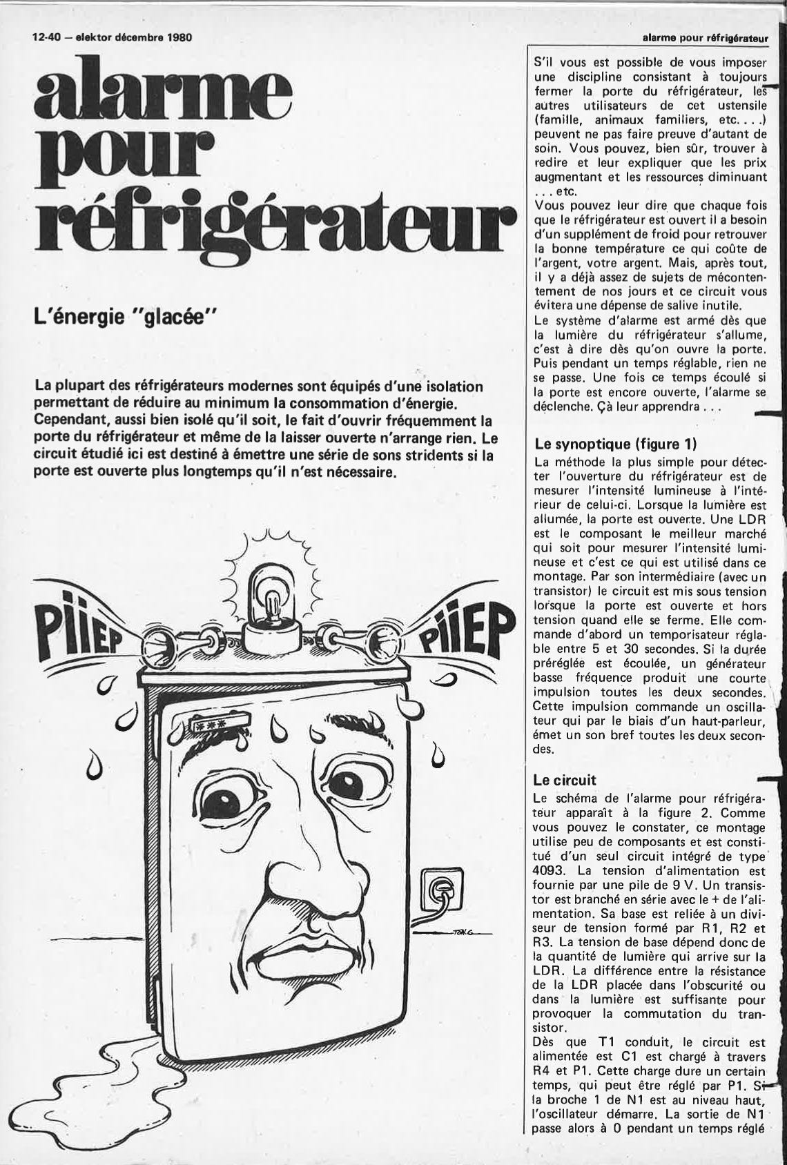 Alarme pour réfrigérateur