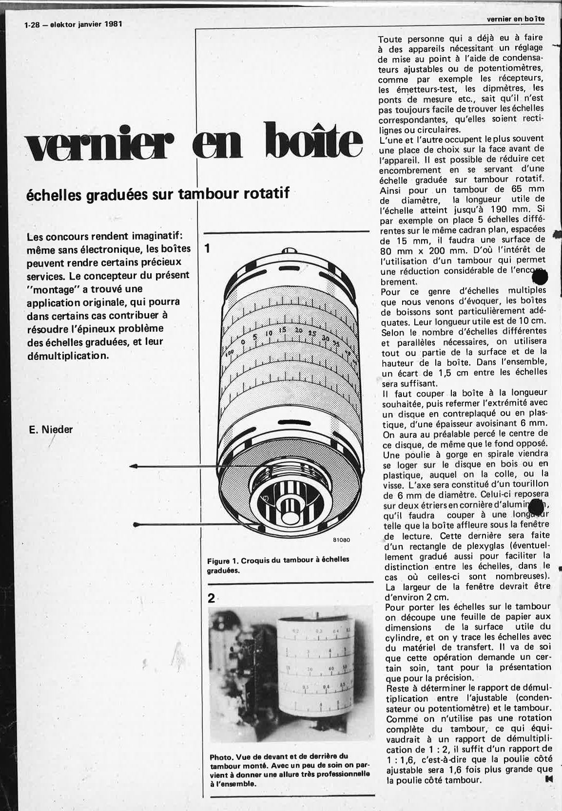 vernier en boîte