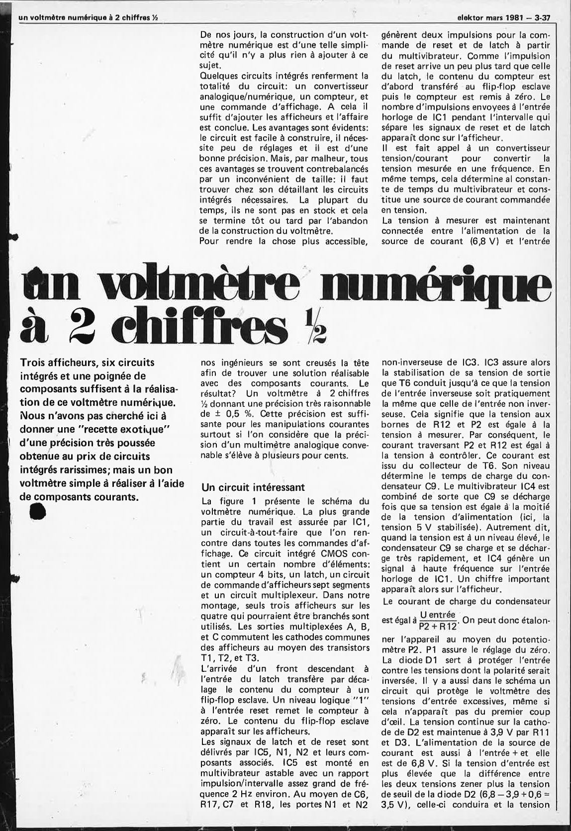 voltmètre numérique à 2 chiffres