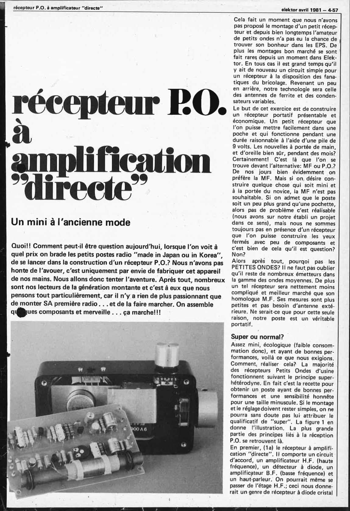 récepteur PO à amplification "directe"