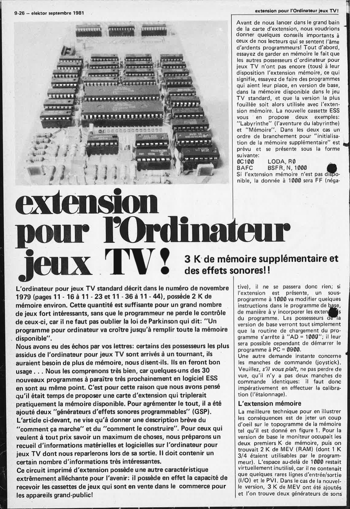 extension pour l`ordinateur pour jeux TV