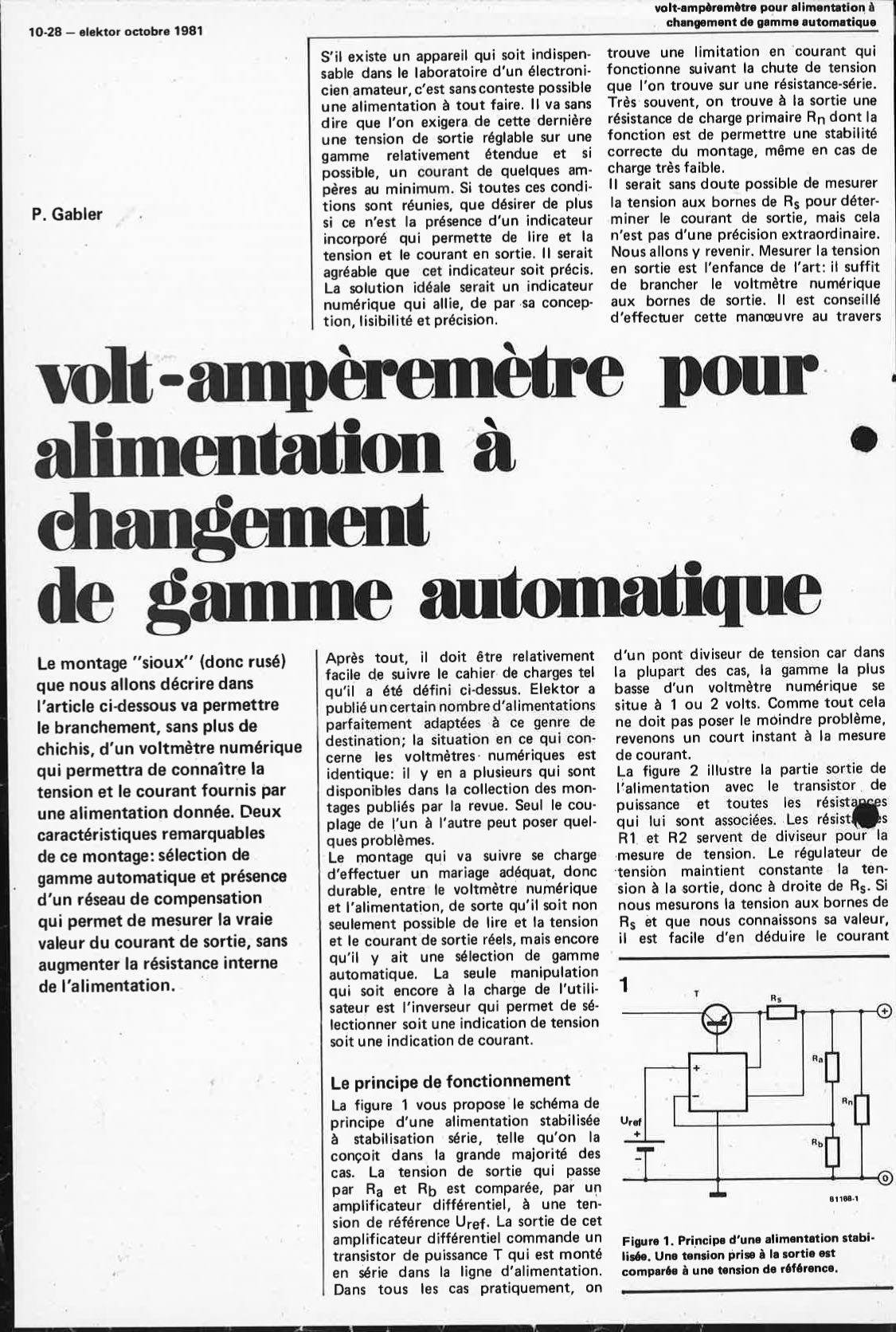 volt-ampèremètre pour alimentation à changement de gamme automatique