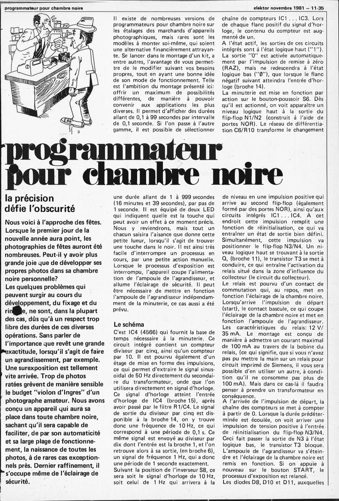 programmateur pour chambre noire