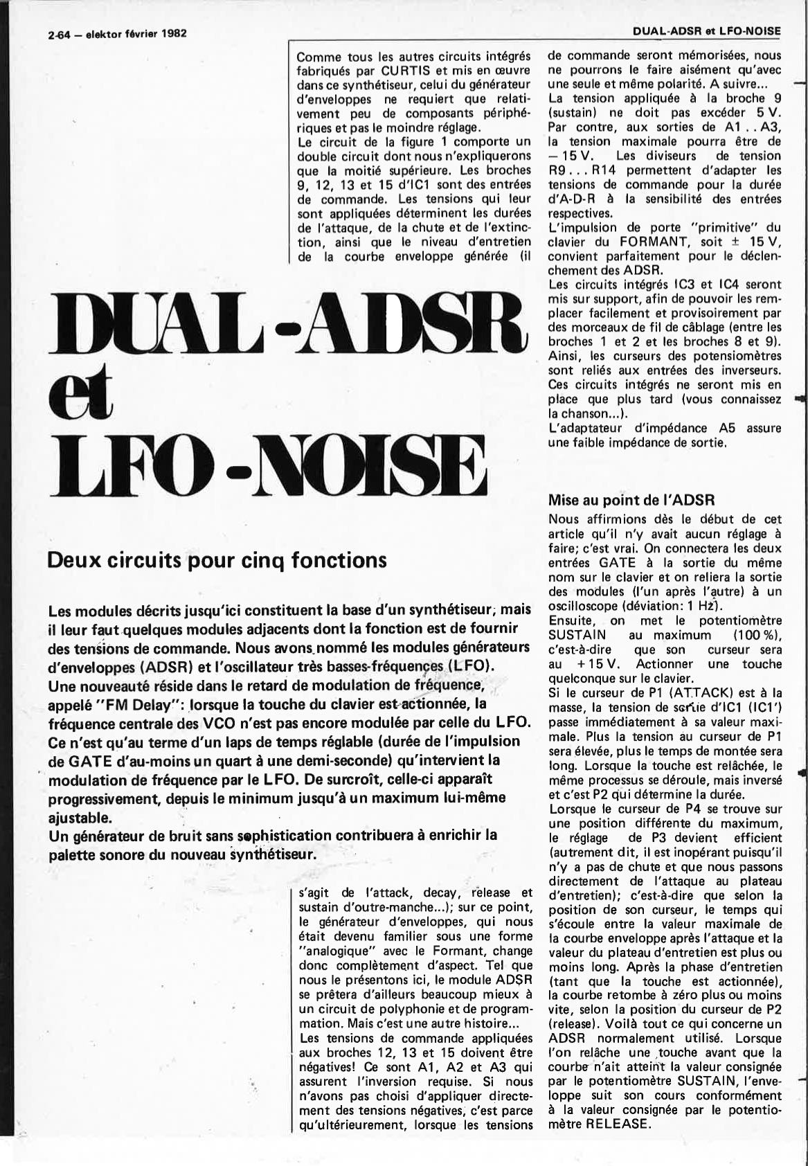 DUAL-ADSR et LFO NOISE