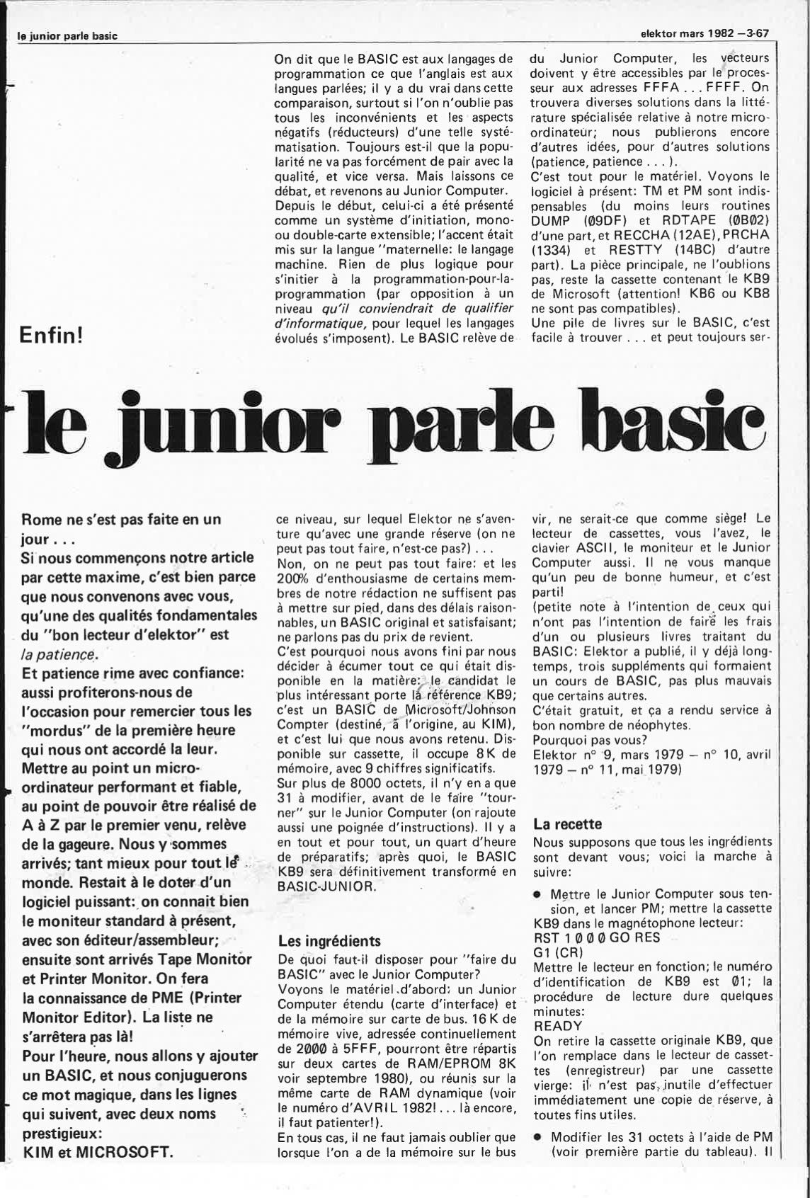 le junior parle basic