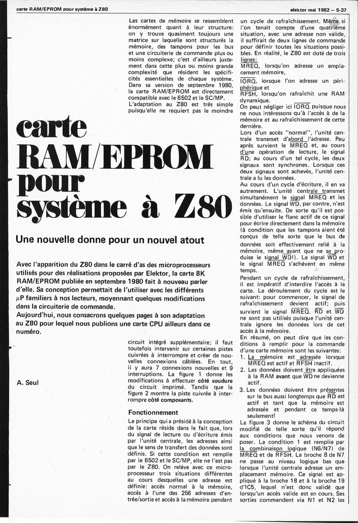 carte RAM/EPROM pour système Z 80