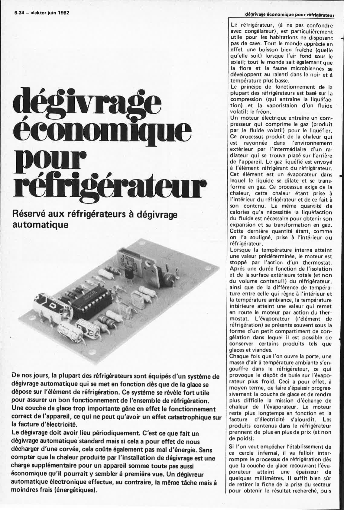 dégivrage économique pour réfrigérateur