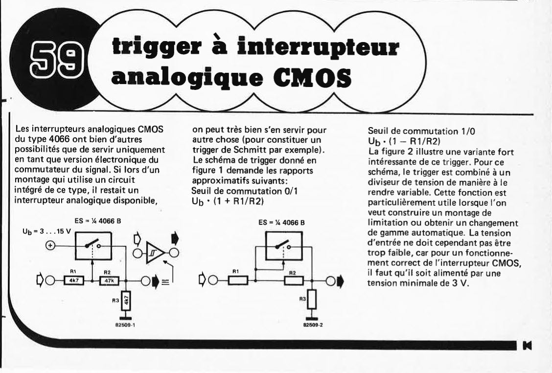 "trigger à interrupteur
analogique CMOS"