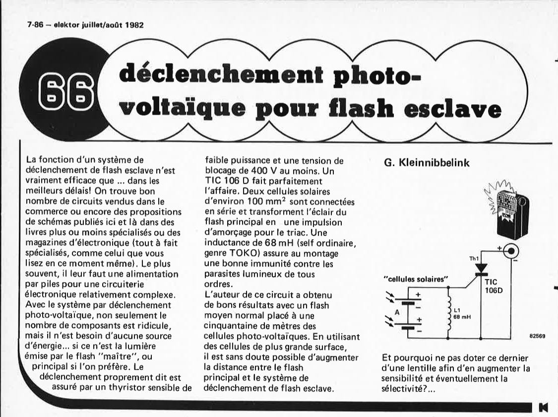 déclenchement photovoltaïque pour flash esclave