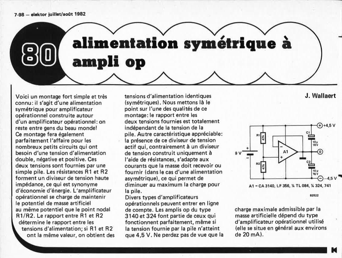 "alimentation sym.étriqae à
ampli op"