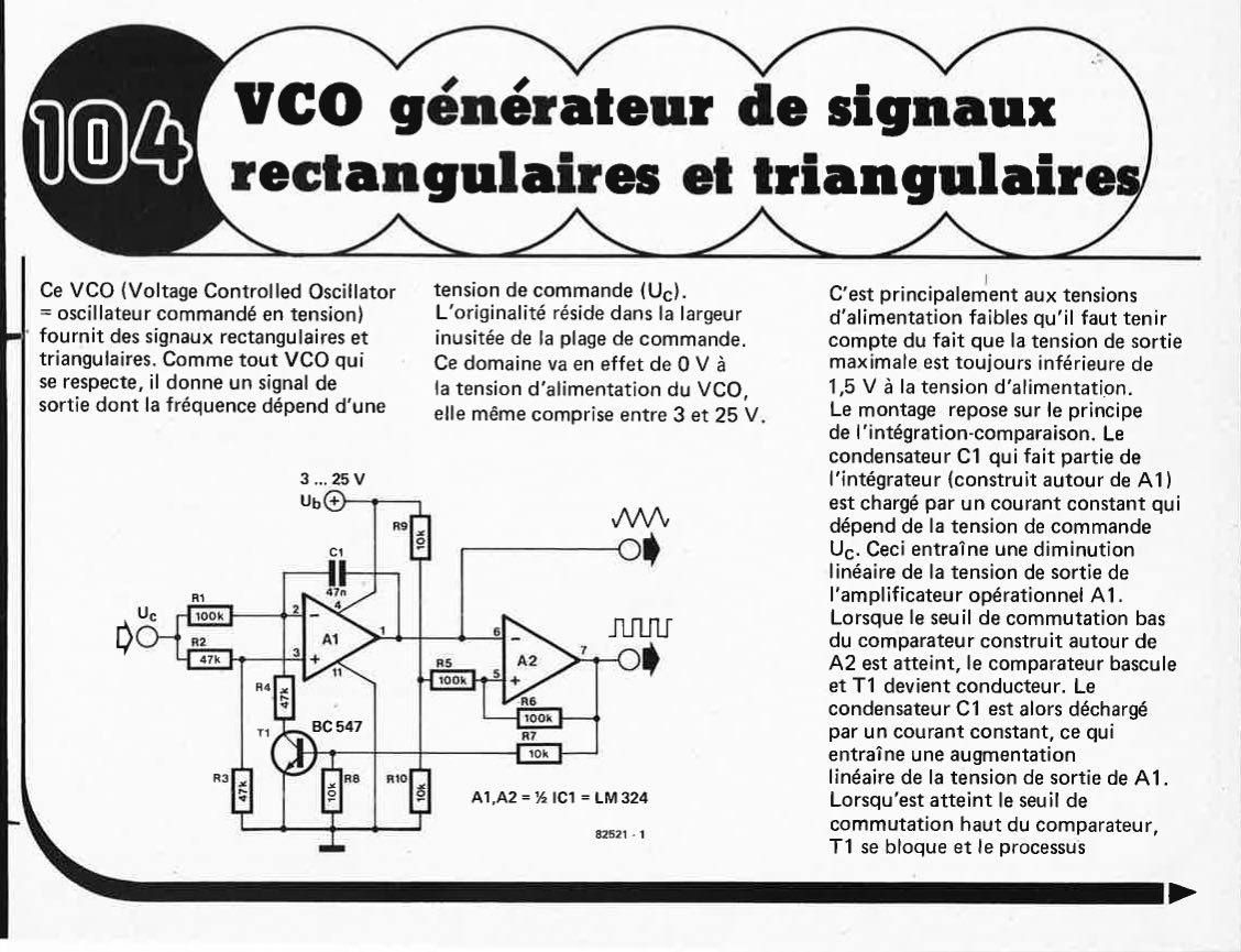 "VCO générateur de signaux
rectangulaires el triangulaires"