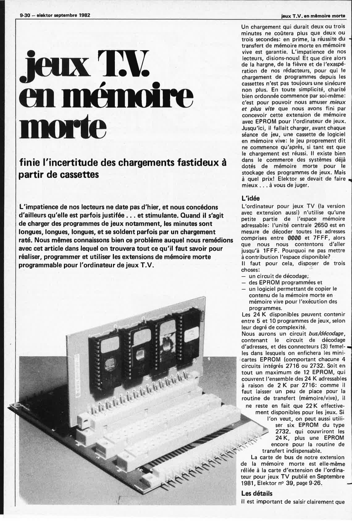 jeux T.V. en mémoire morte