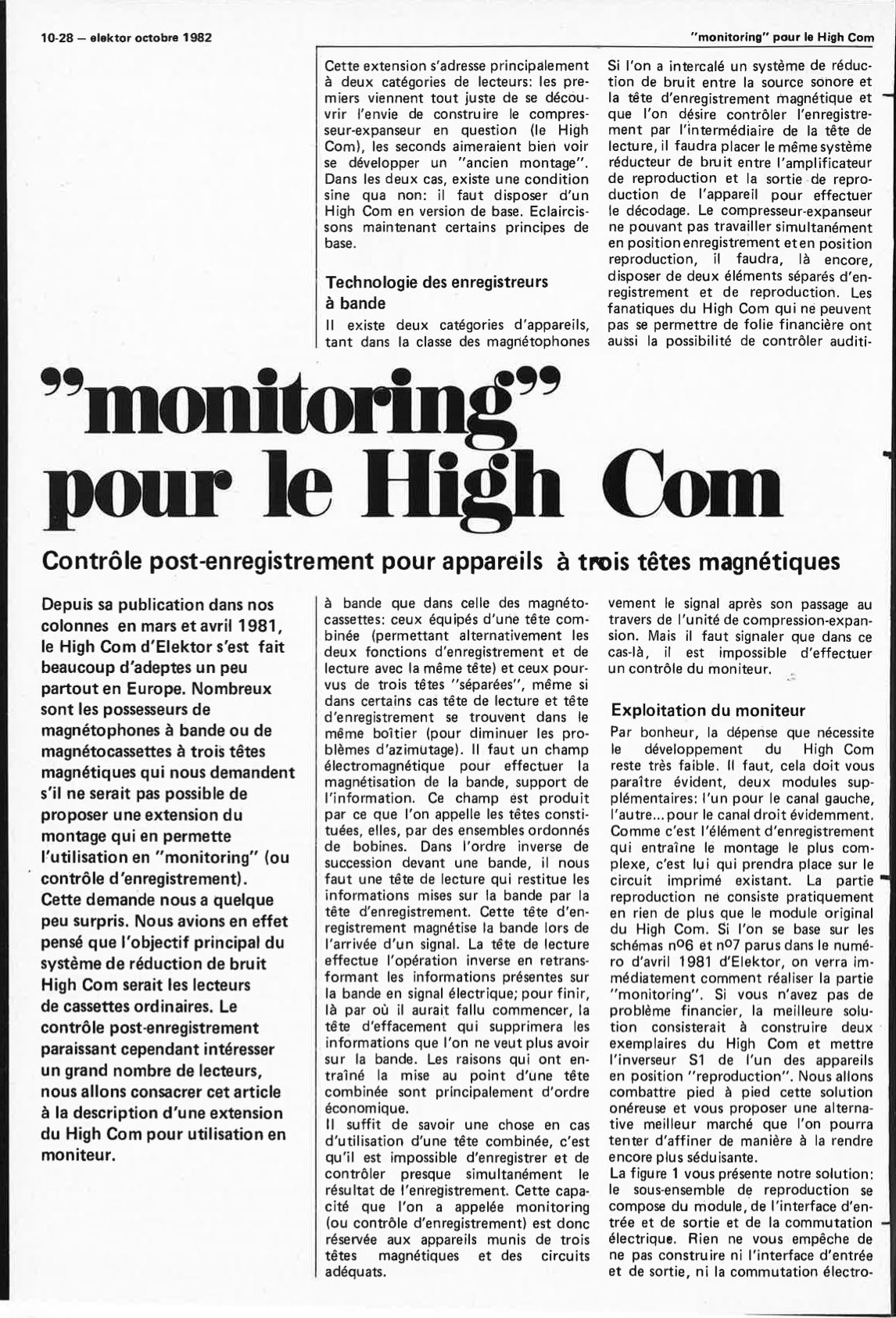 "`monitoring``
pour le high COm"