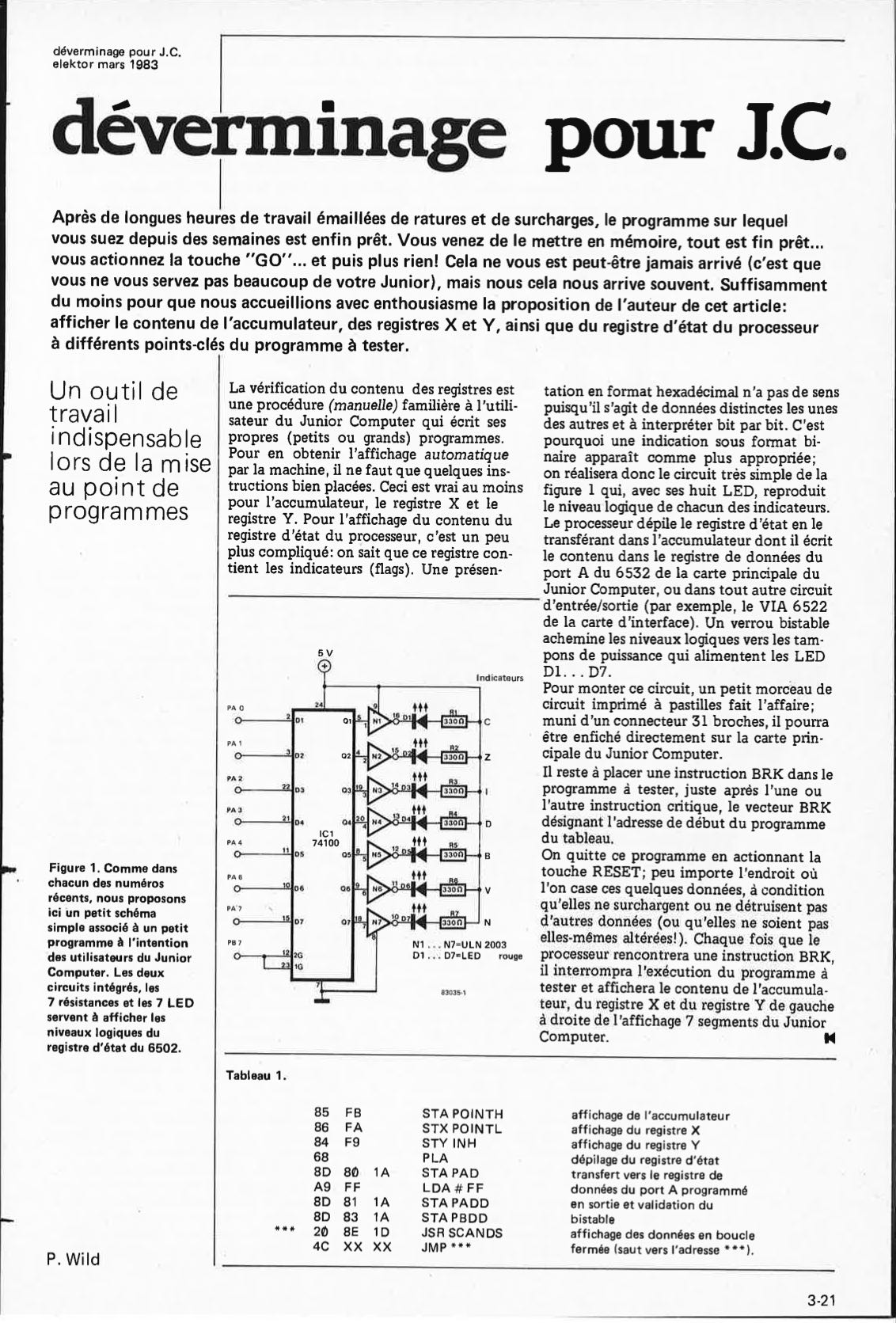 déverminage pour Junior Computer