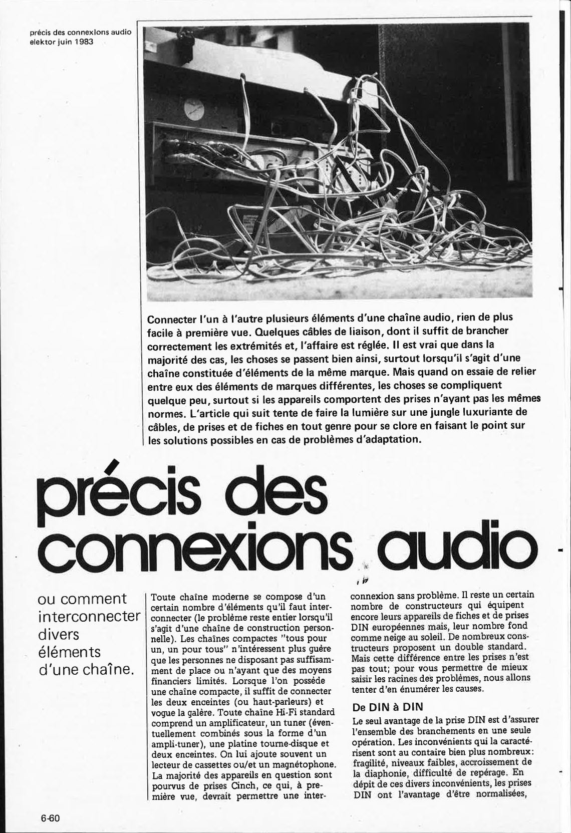 précis des connexions audio