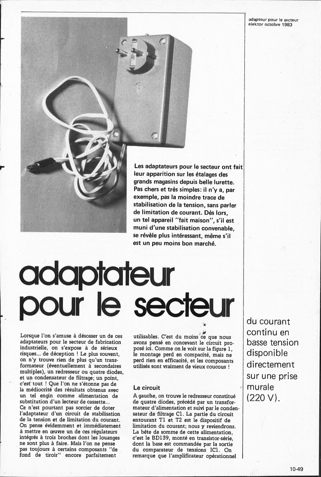 adapteur pour le secteur