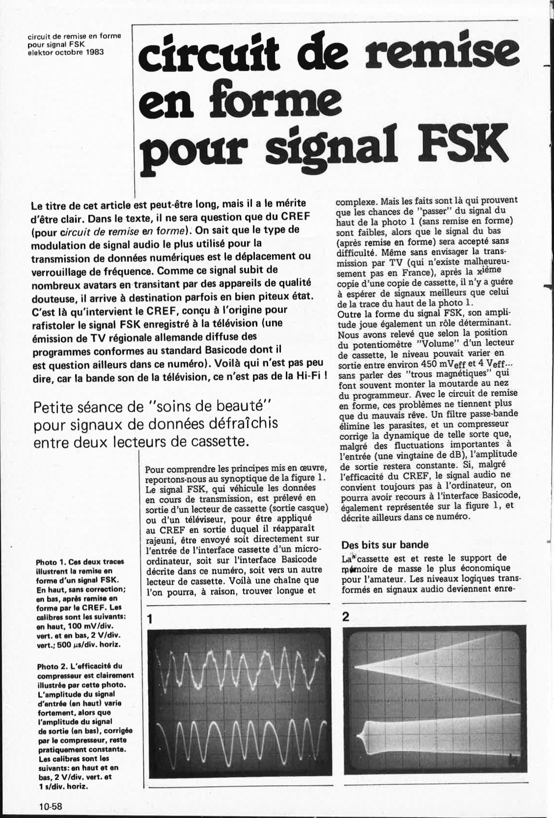 circuit de remise en forme pour signal FSK