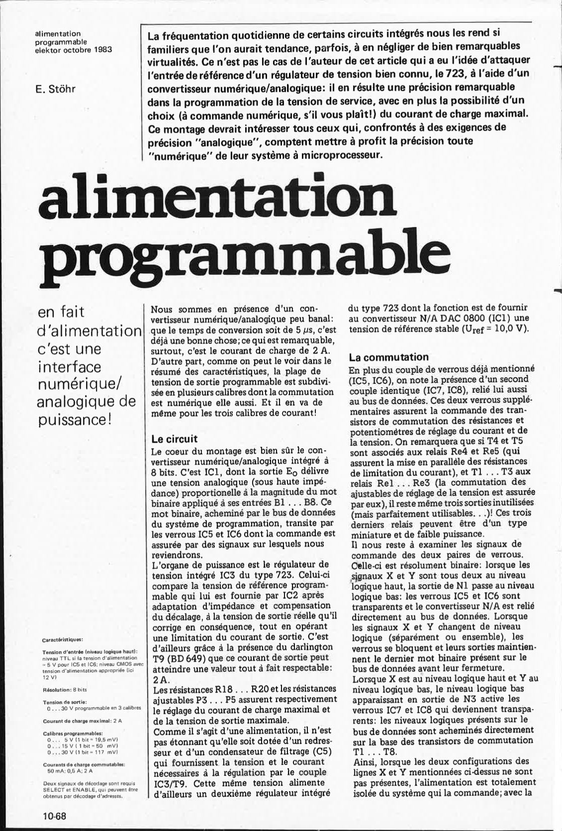 alimentation programmable