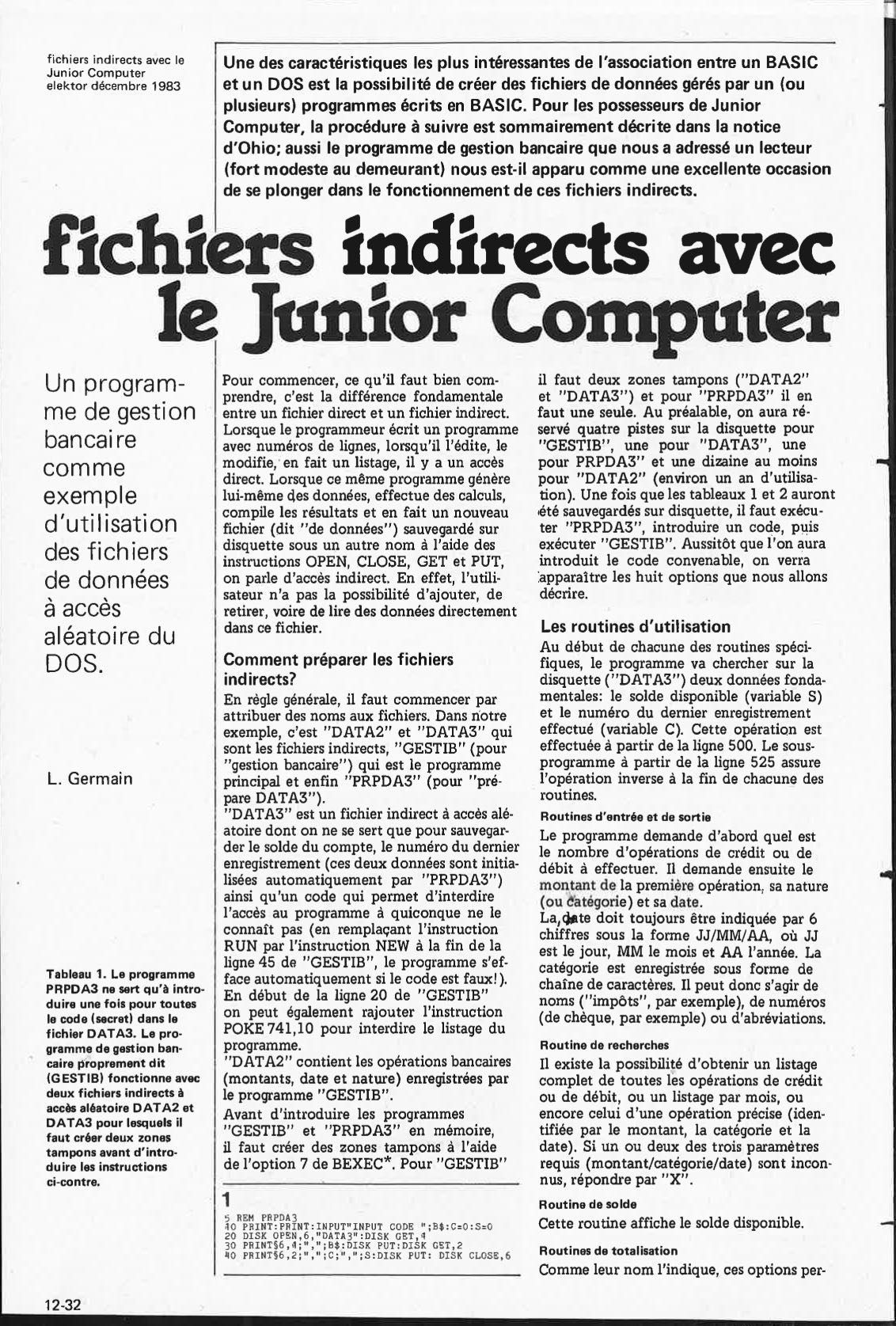 fichiers indirects avec le Junior Computer