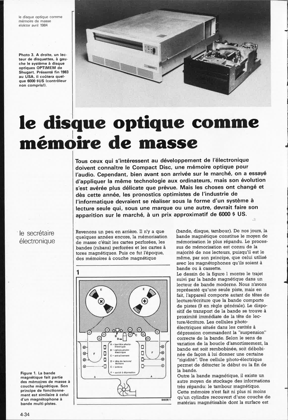 le disque optique comme mémoire de masse