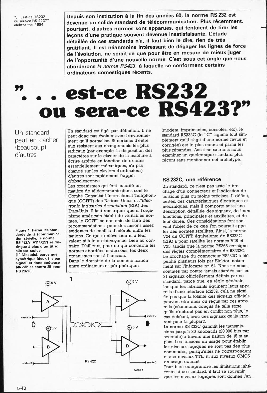 est-ce RS232 ou sera-ce RS423?