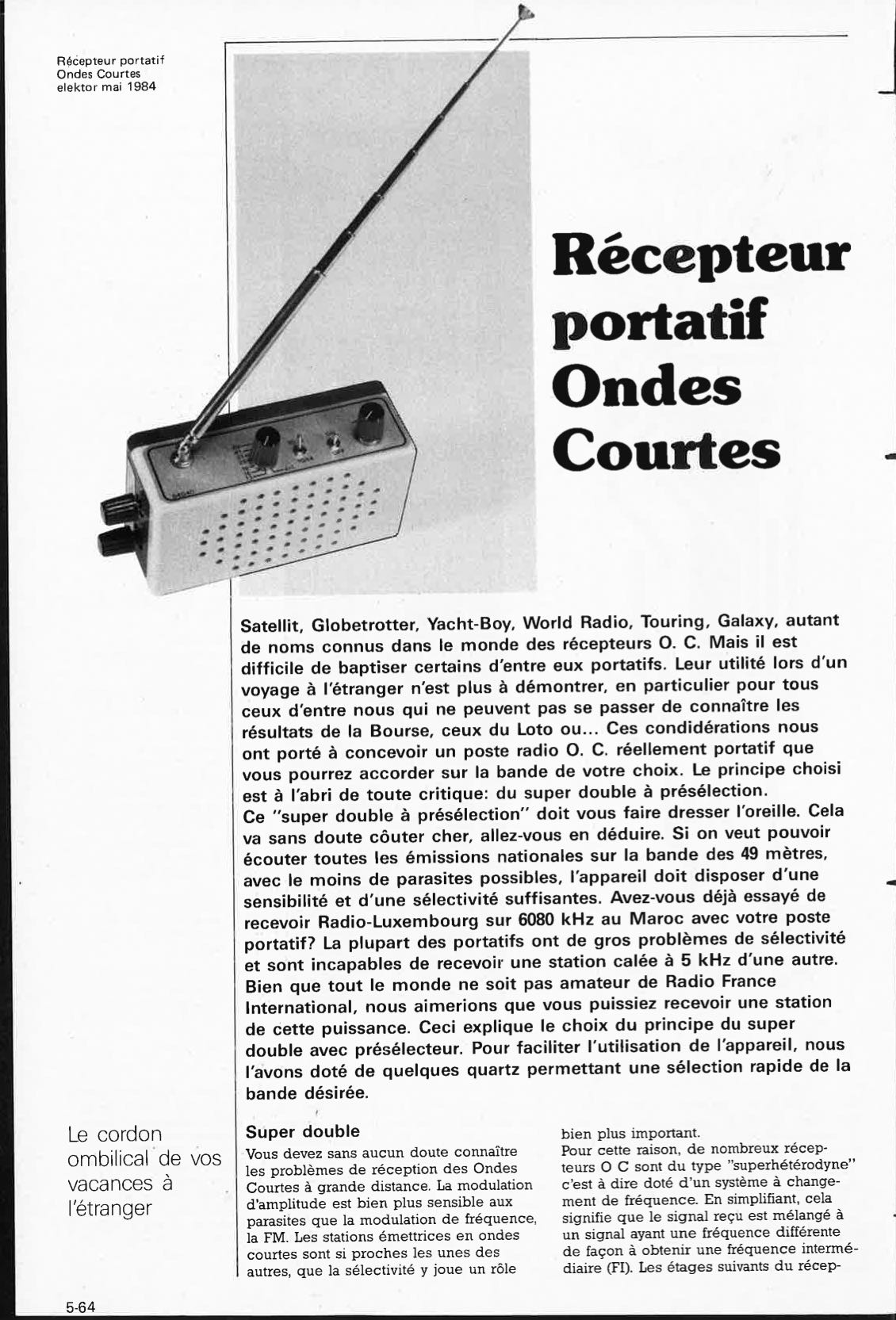 Récepteur portatif Ondes Courtes