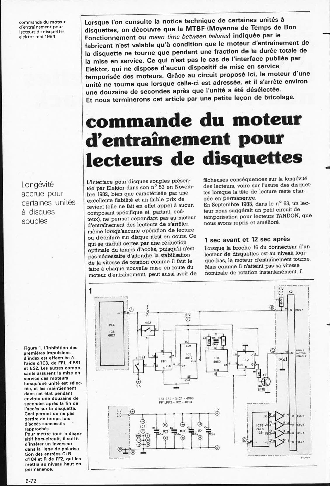 commande du moteur d`entraînement pour lecteurs de disquettes