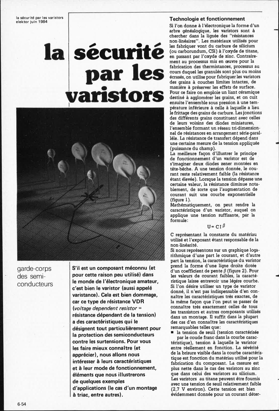 la sécurité par les varistors