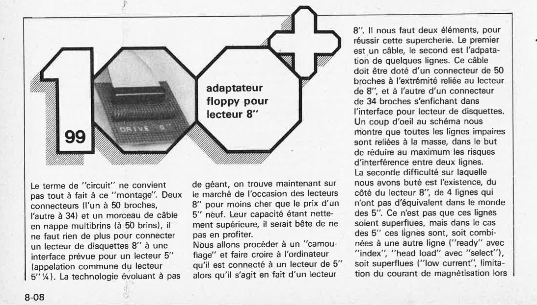 adapteur floppy pour lecteur 8"